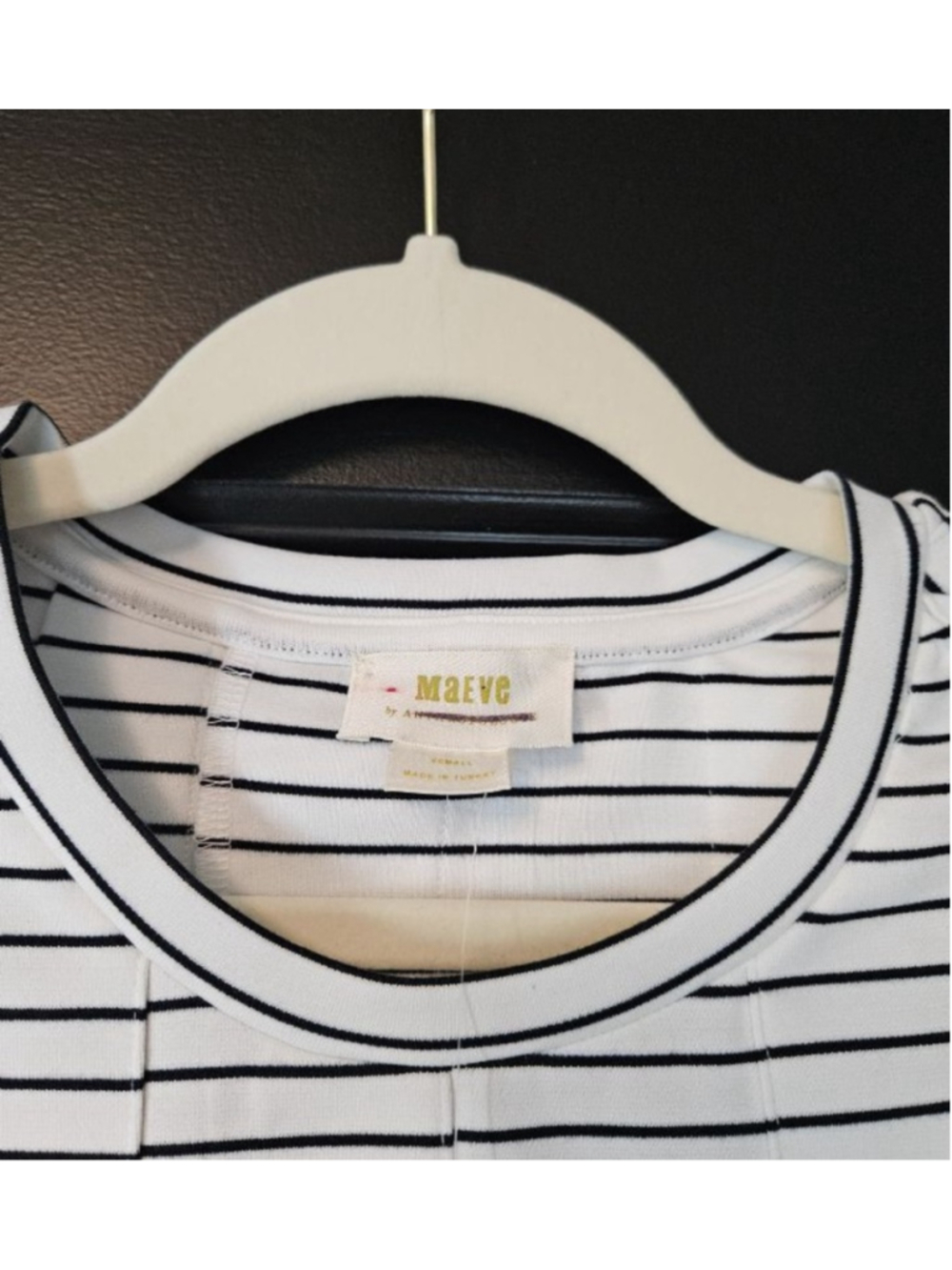 Maeve Anthropologie Corset Peplum White/Black Striped Cap Sleeve Tee NWT XS - Picture 6 of 8